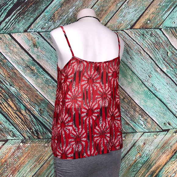 D8 - Sans Souci Red, Cream & Black Chiffon Cami - L - Picture 4 of 6